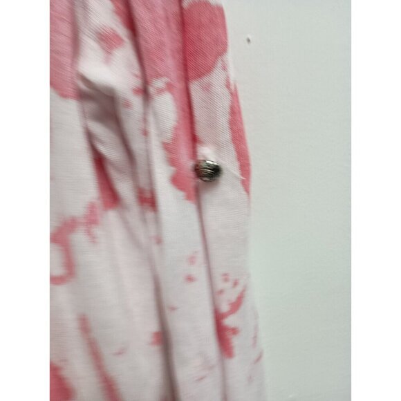 Tempo Paris Womens Tunic Top Size XL White Red Tie Dye Henley Long Sleeve Hippie - Picture 4 of 6